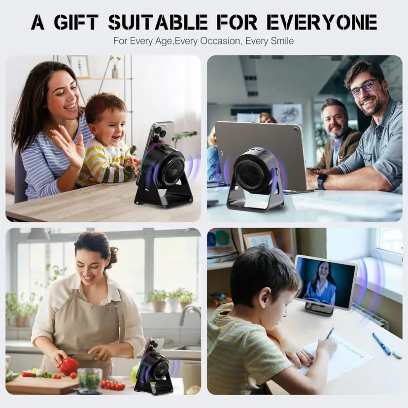 4-in-1 Wireless Induction Speaker – RGB Lights & Phone Stand