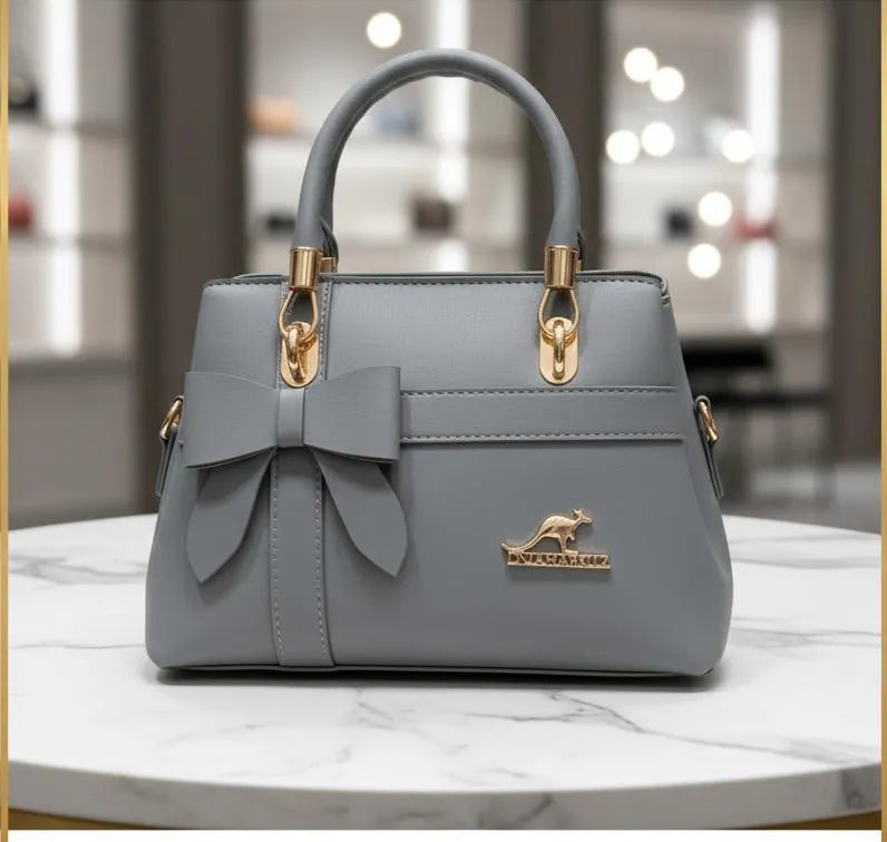 Elegant Women's Leather Top Handle Handbag – Blue