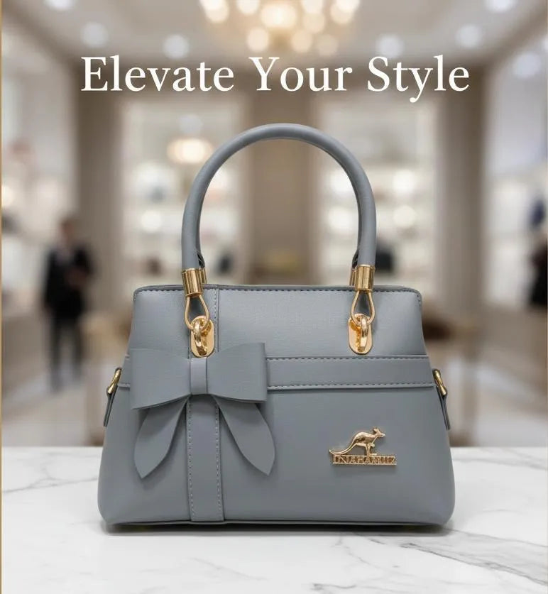 Elegant Women's Leather Top Handle Handbag – Blue