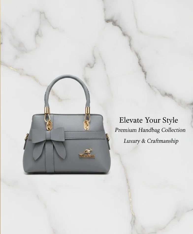 Elegant Women's Leather Top Handle Handbag – Blue